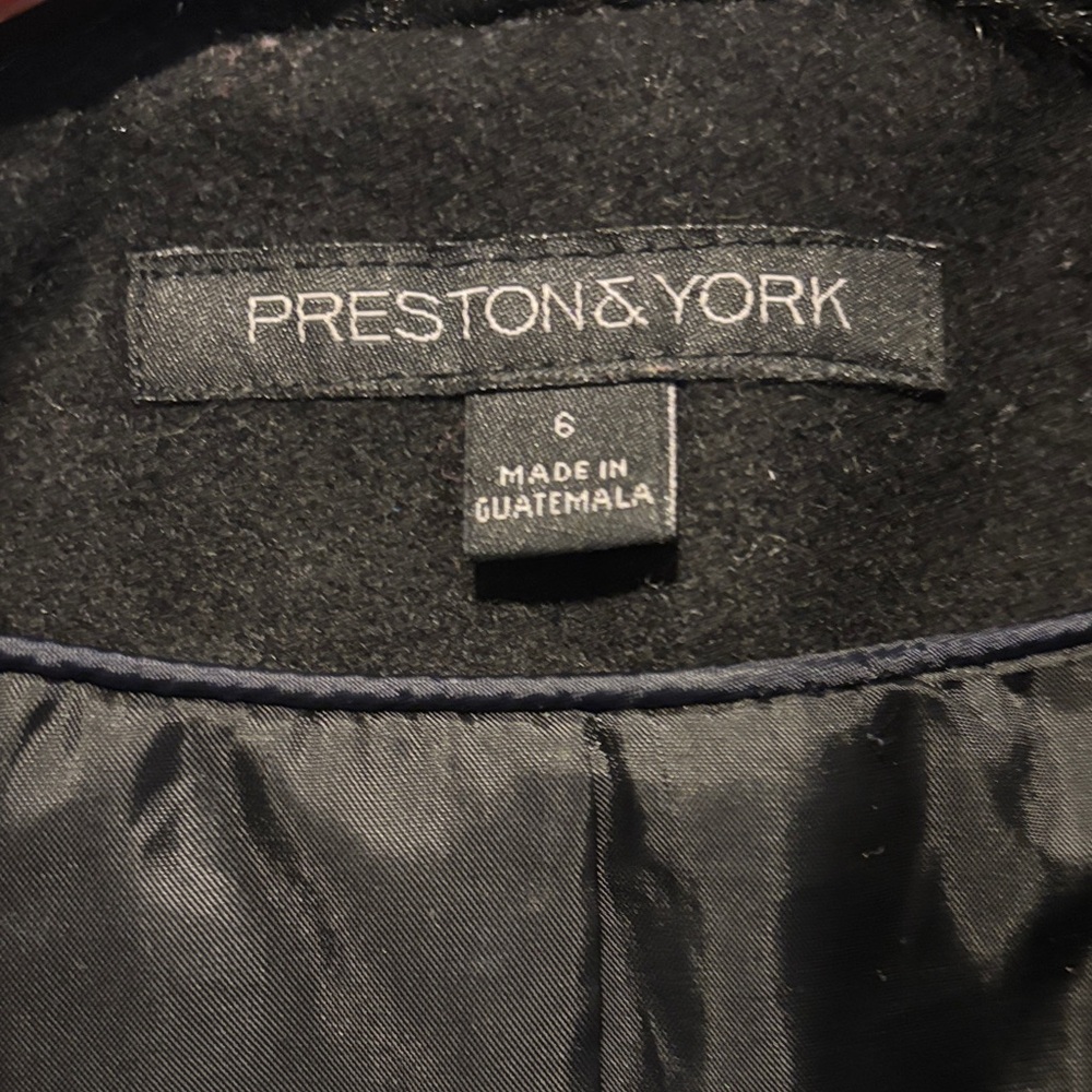 Preston & York Black Trench Coat with Fur Collar - Picture 2 of 7
